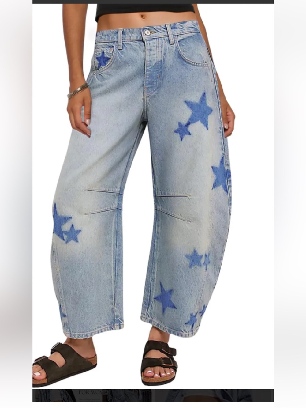 Light Wash Denim Navy Star-Print Jeans